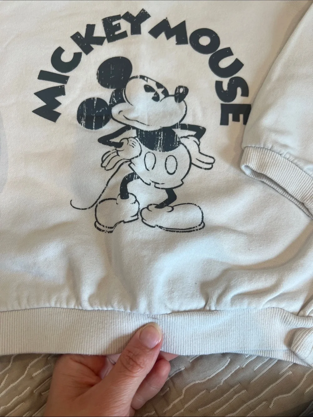 H&M Cream Mickey Mouse Sweatshirt with Charcoal Joggers - Kids Set